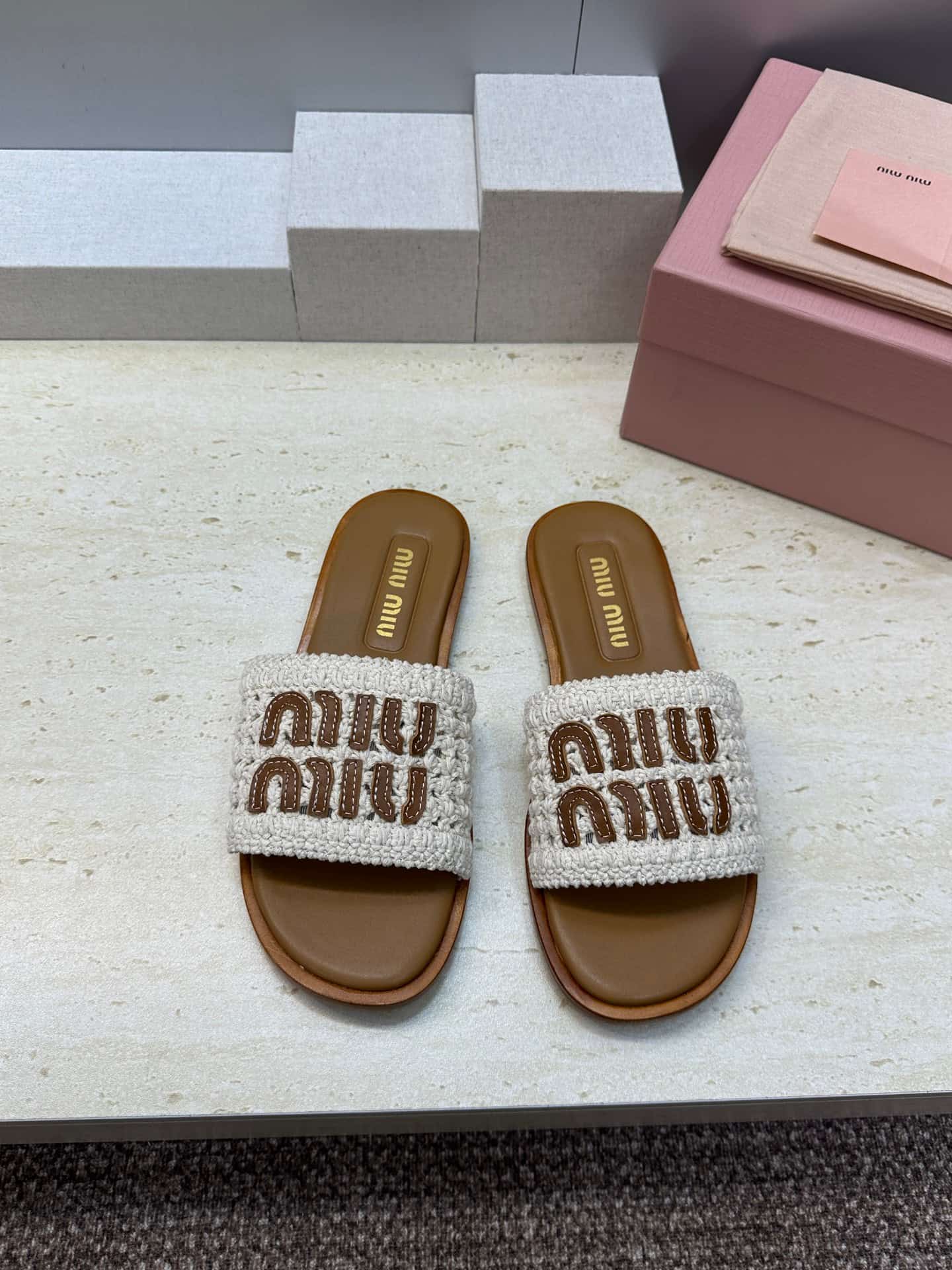 Miu Miu Crochet Slide Sandal Shoes Women