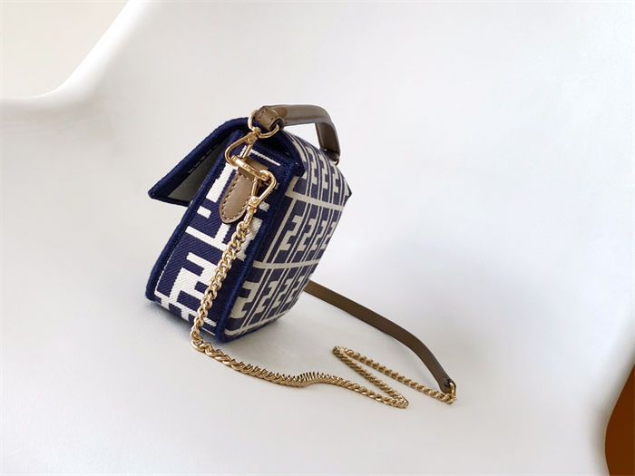 MINI BAGUETTE FF jacquard fabric bag black High