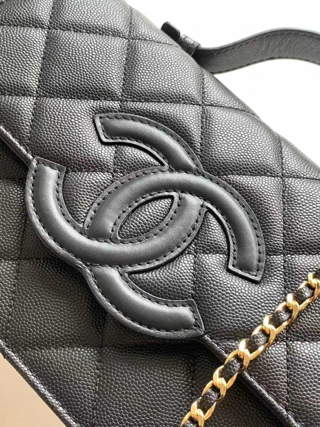 Chanel Wallet on chain Grained Calfskin & Gold-Tone Metal Black AS6554 A