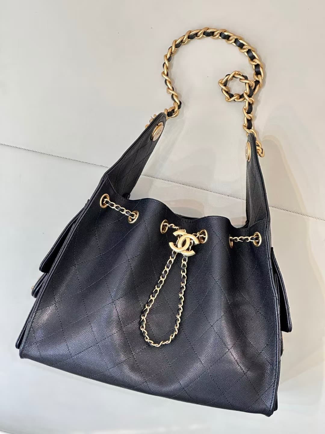 Chanel 25 Small Hobo handbag AS5293 Grained Calfskin & Gold-tone Metal Black TOP