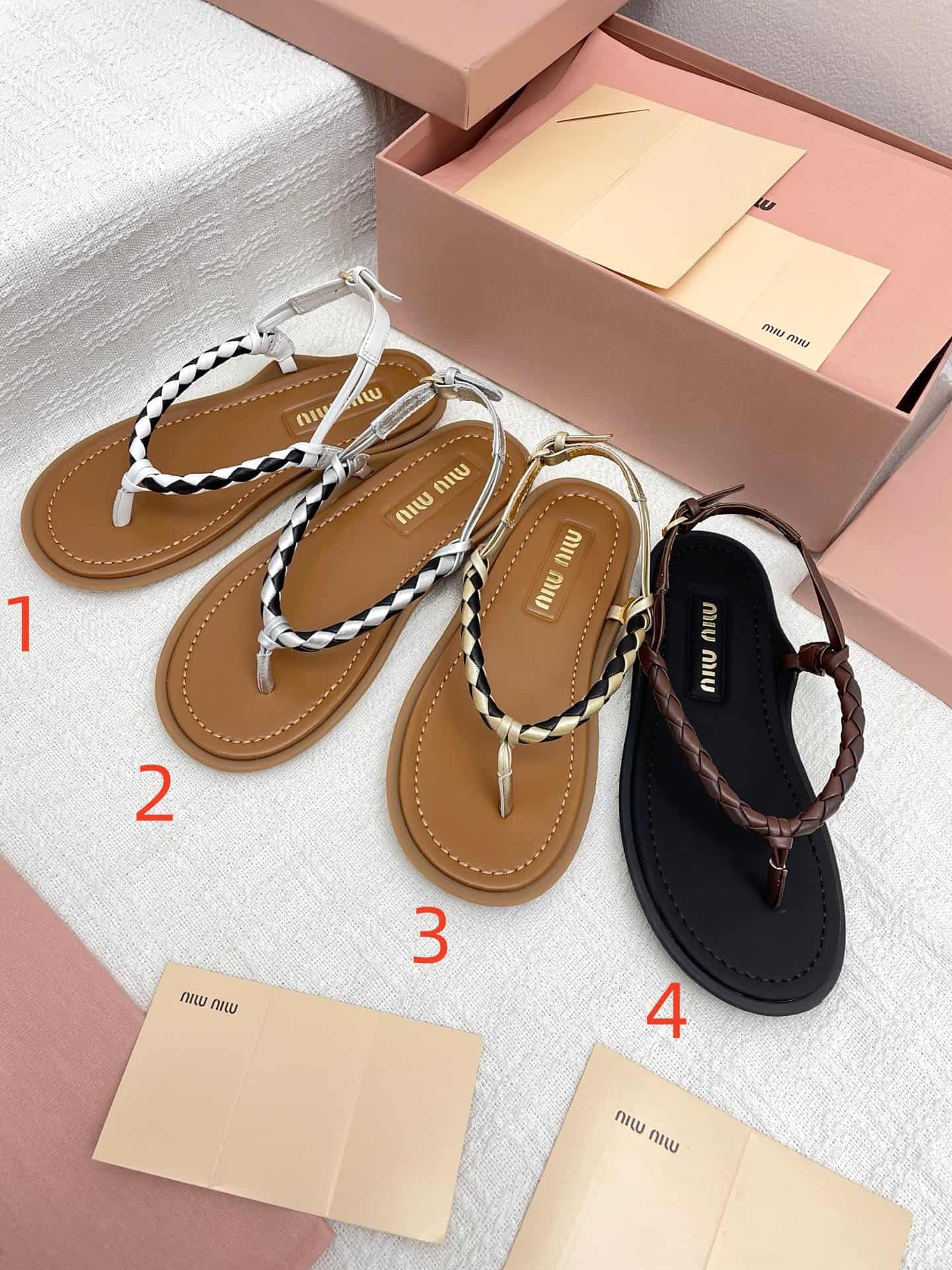 Miu Miu Tobacco Riviere Cord And Leather Sandals Shoes Women