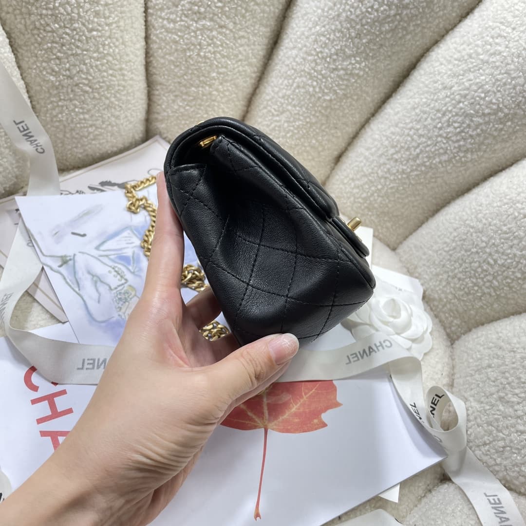 Chanel SUPERMINI FLAP BAG AS4040 Lambskin & Gold-Tone Metal Black A