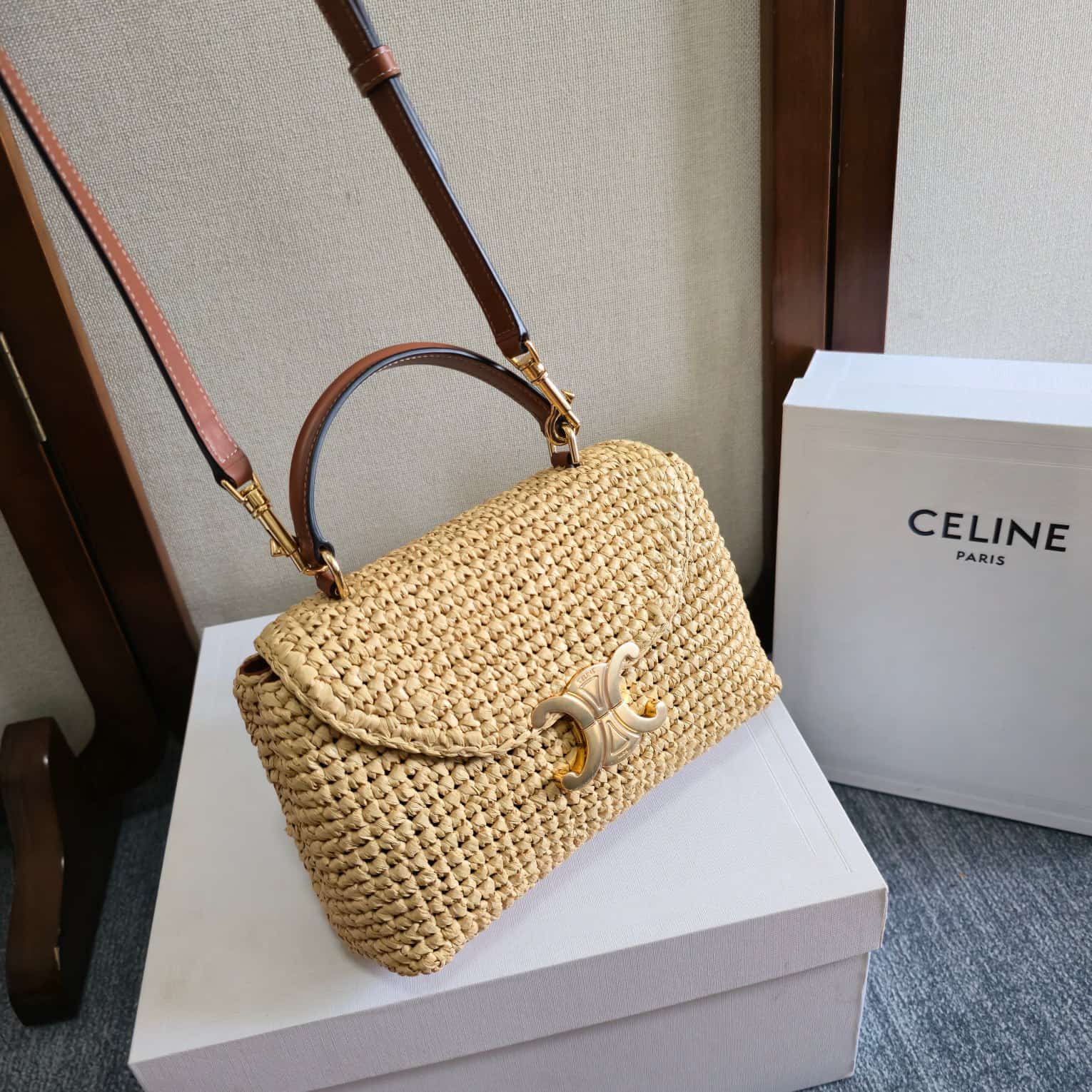 Celine Mini Teen Nino bag in Woven Raffia High