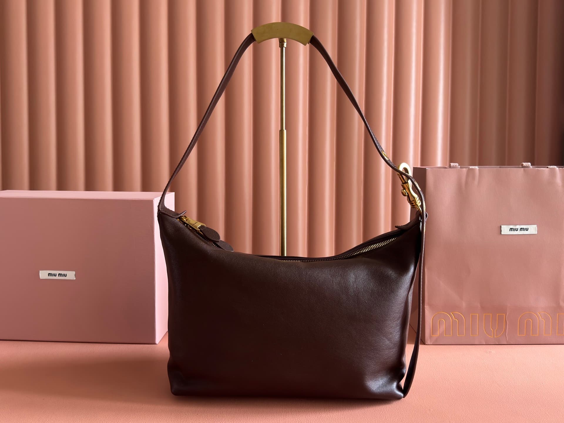 Miu Miu Spirit nappa leather bag Dark Brown 5BC217 High
