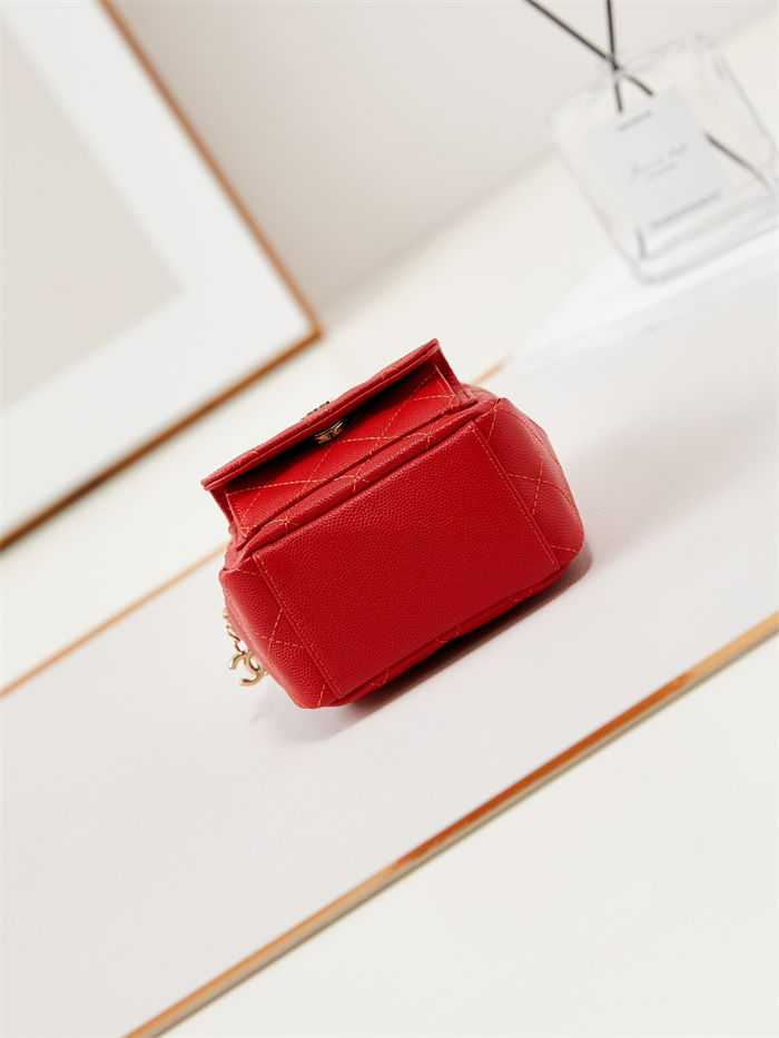 Chanel Mini Backpack Grained Calfskin Gold-Tone Metal AP3753 Red A
