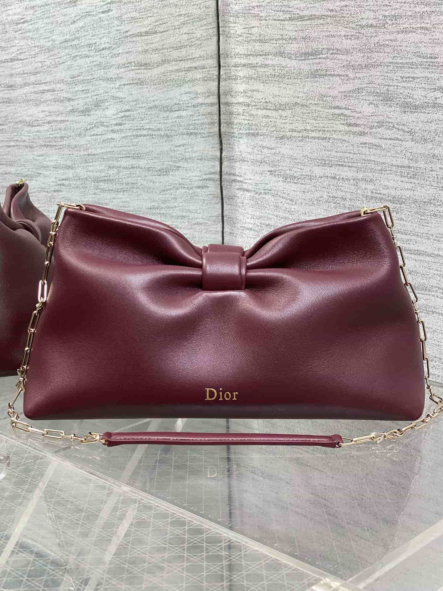 Medium Dior Bow Bag Hermitage Red Leather High