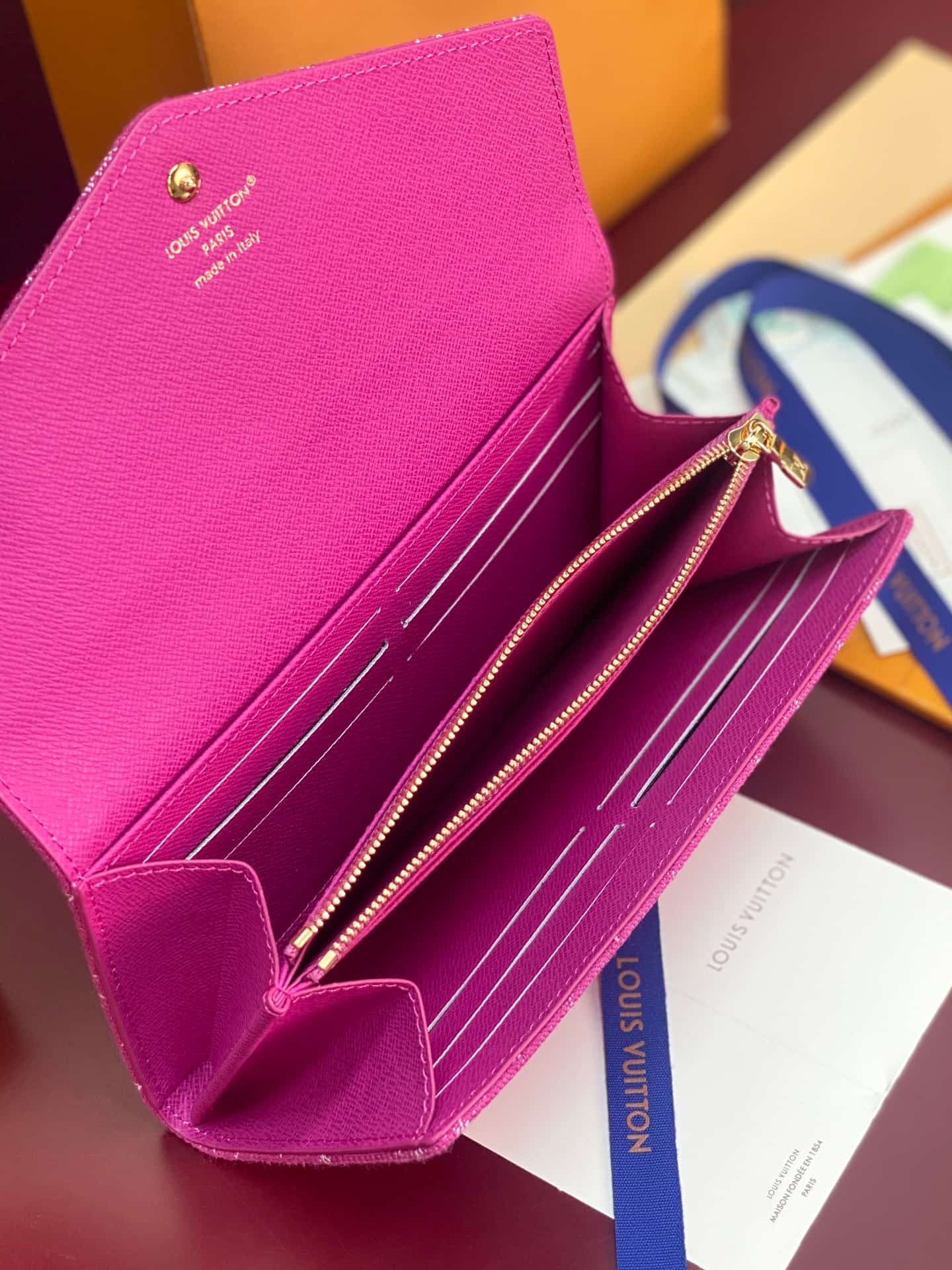 Louis Vuitton Sarah Wallet Fuchsia Denim M28280 High