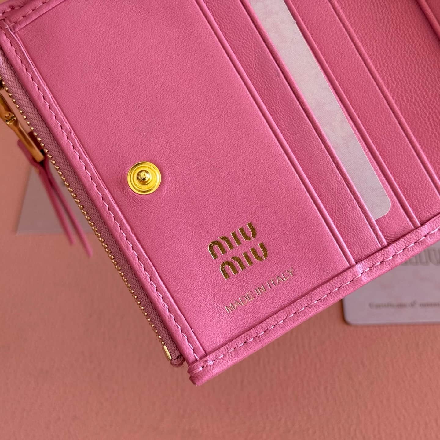 Miu Miu Begonia Pink Matelassé Nappa Leather Wallet 5MV017 TOP