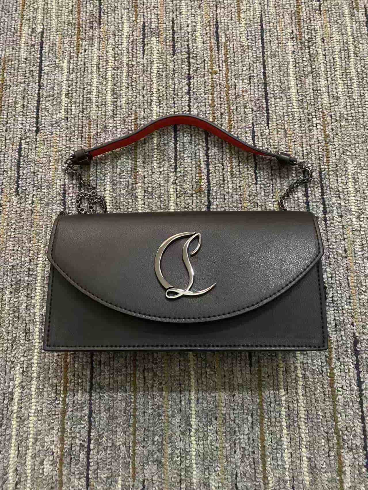 Christian Louboutin LOUBI54 Clutch Calf leather and metal Black High