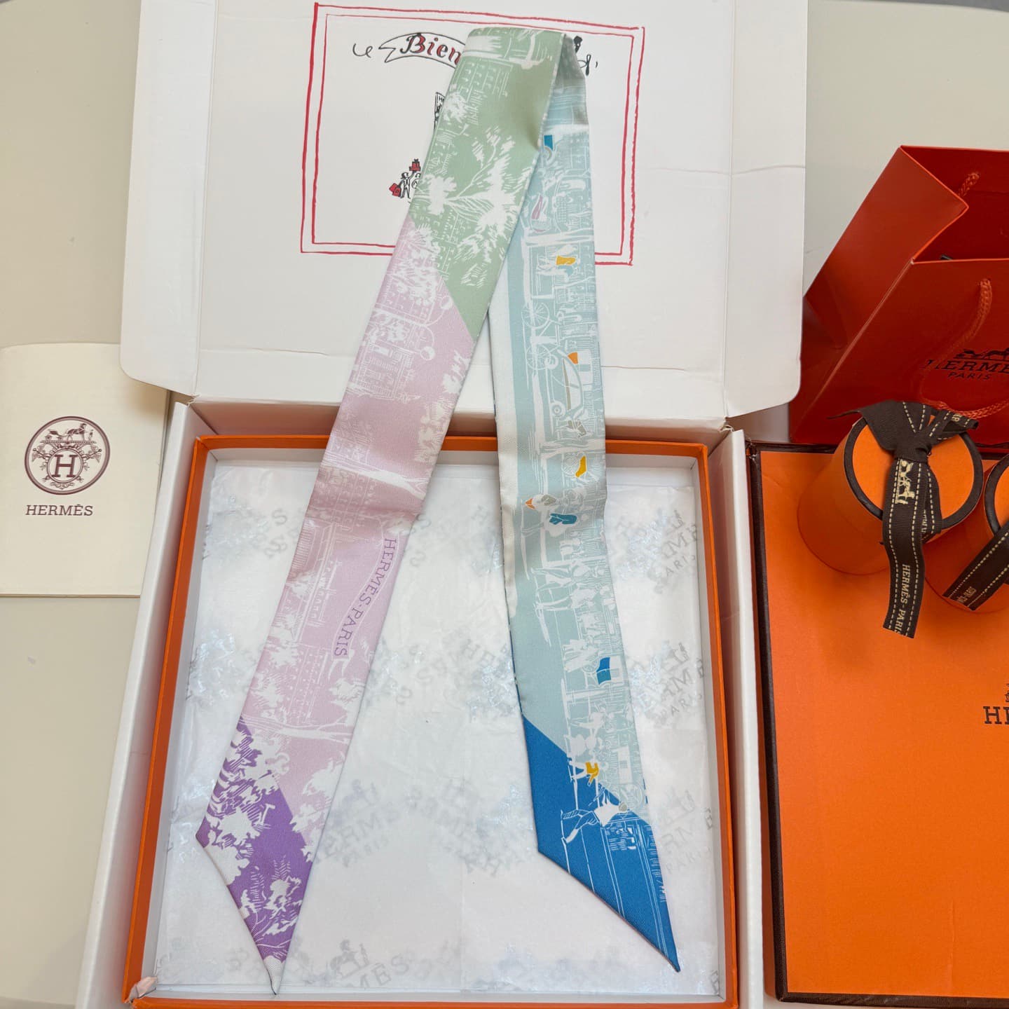 Hermes A l'Ombre des Boulevards Twilly scarf