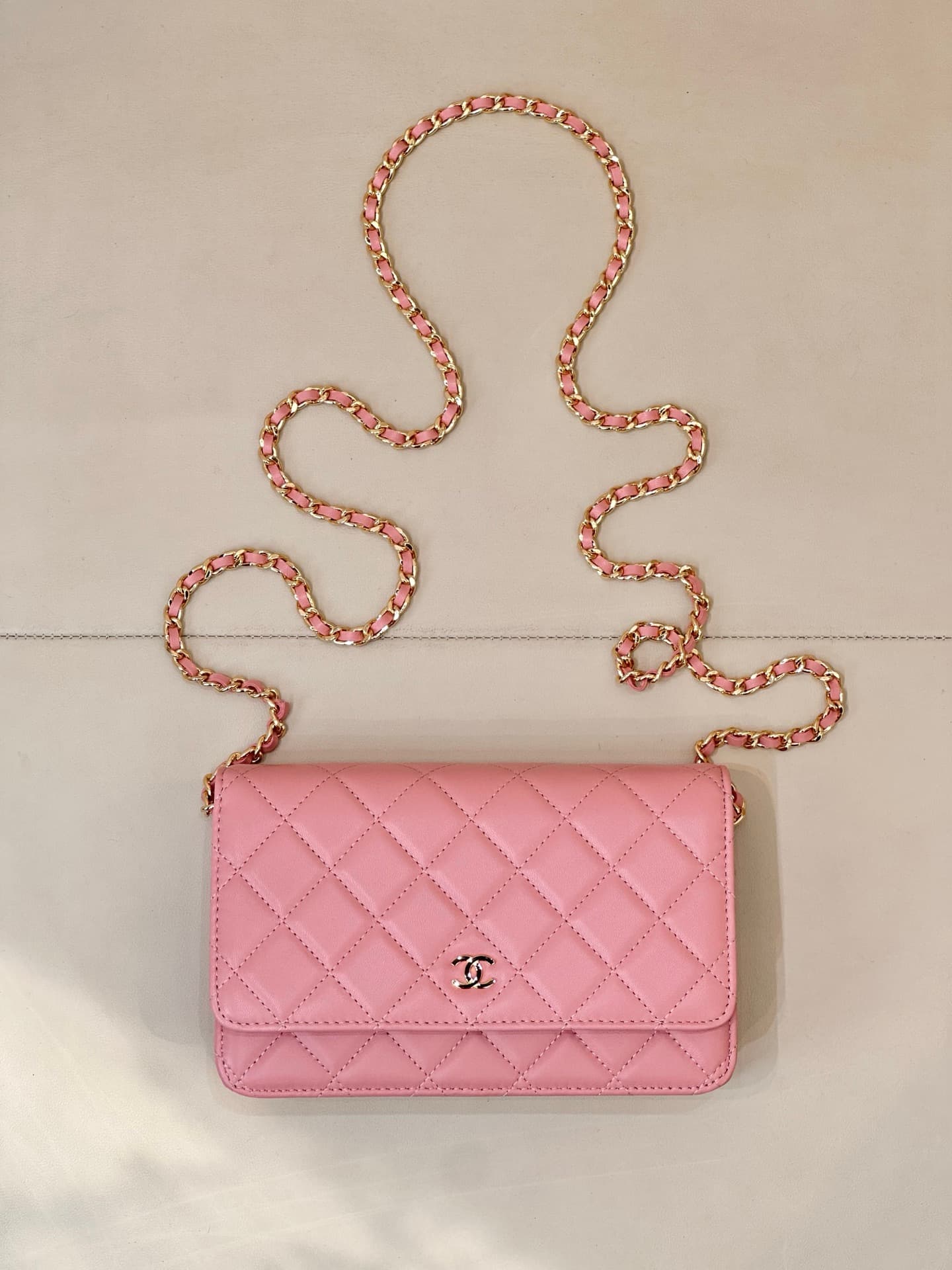 Chanel Wallet on Chain Lambskin& Gold-tone Metal AP0250 Pink TOP