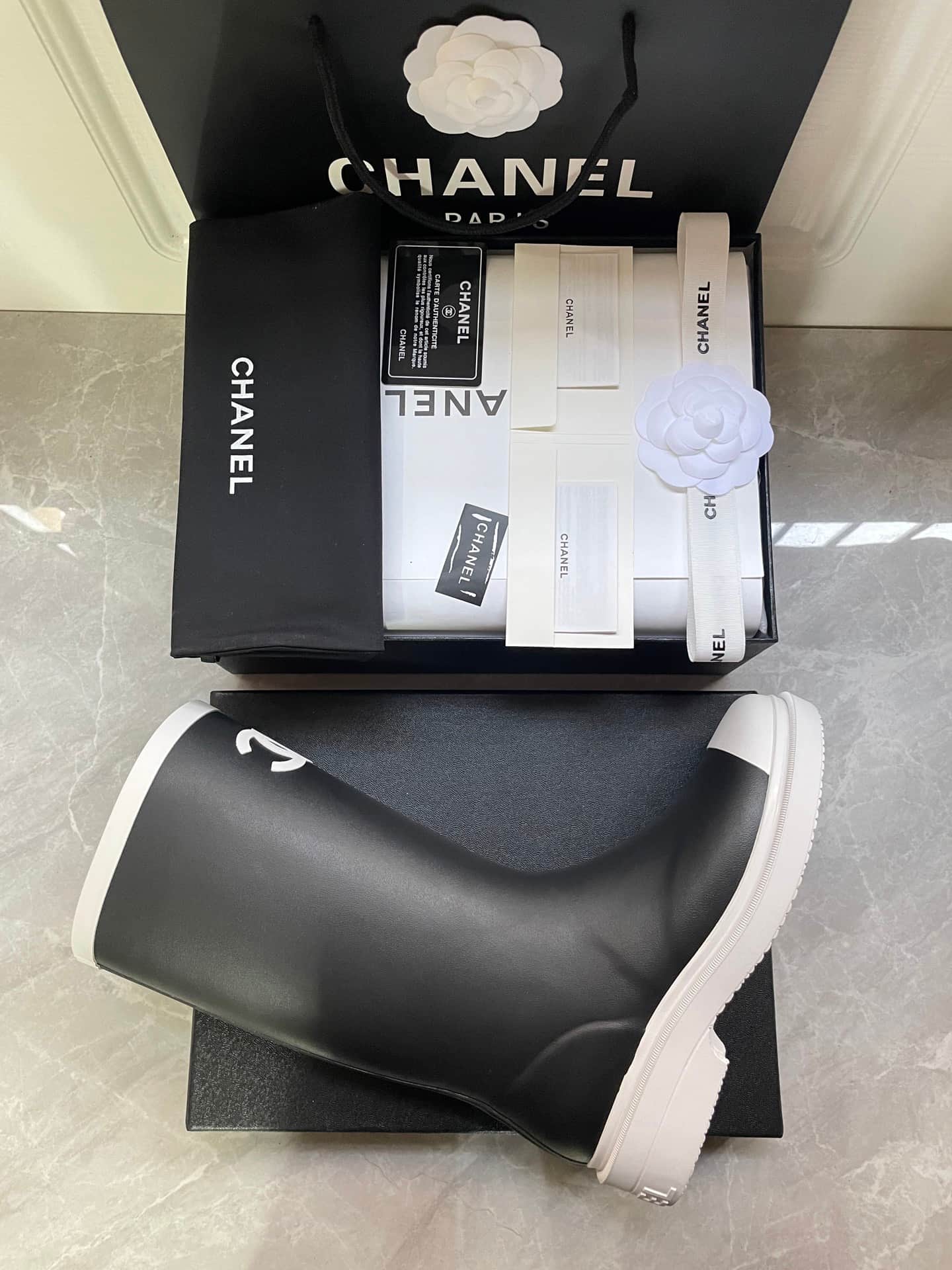Chanel Caoutchouk CC High Boots Shoes Women