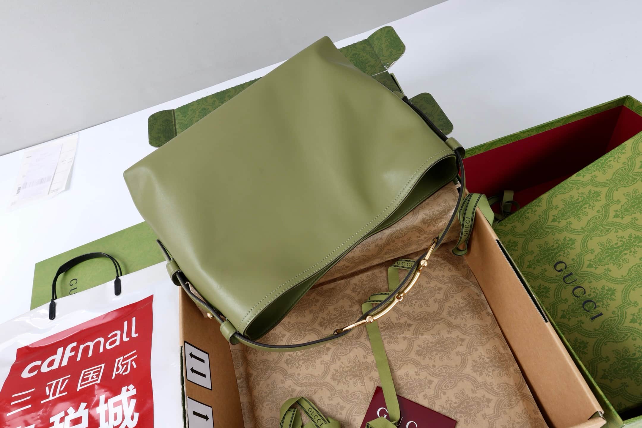 Gucci Beatrix medium tote bag Green soft smooth leather ‎850926 High