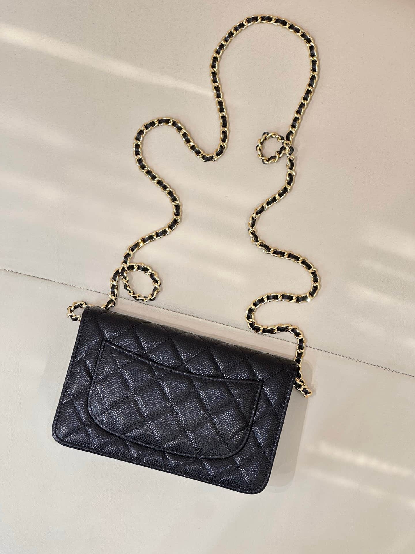 Chanel Classic Wallet on Chain Grained Shiny Calfskin & Gold-Tone Metal AP4241 Black TOP