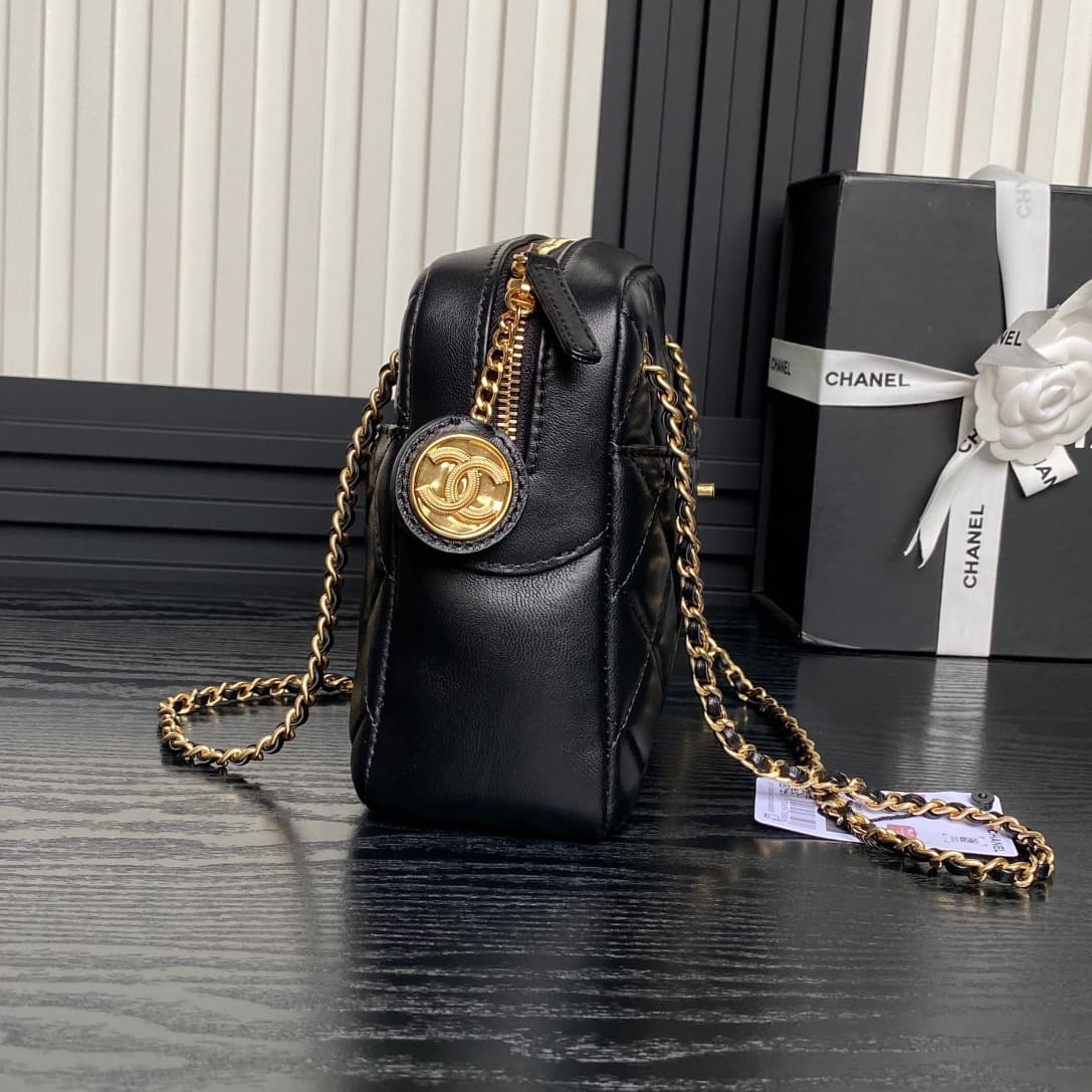 Chanel Maxi Camera Case Lambskin & Gold-Tone Metal Black AS5187 A