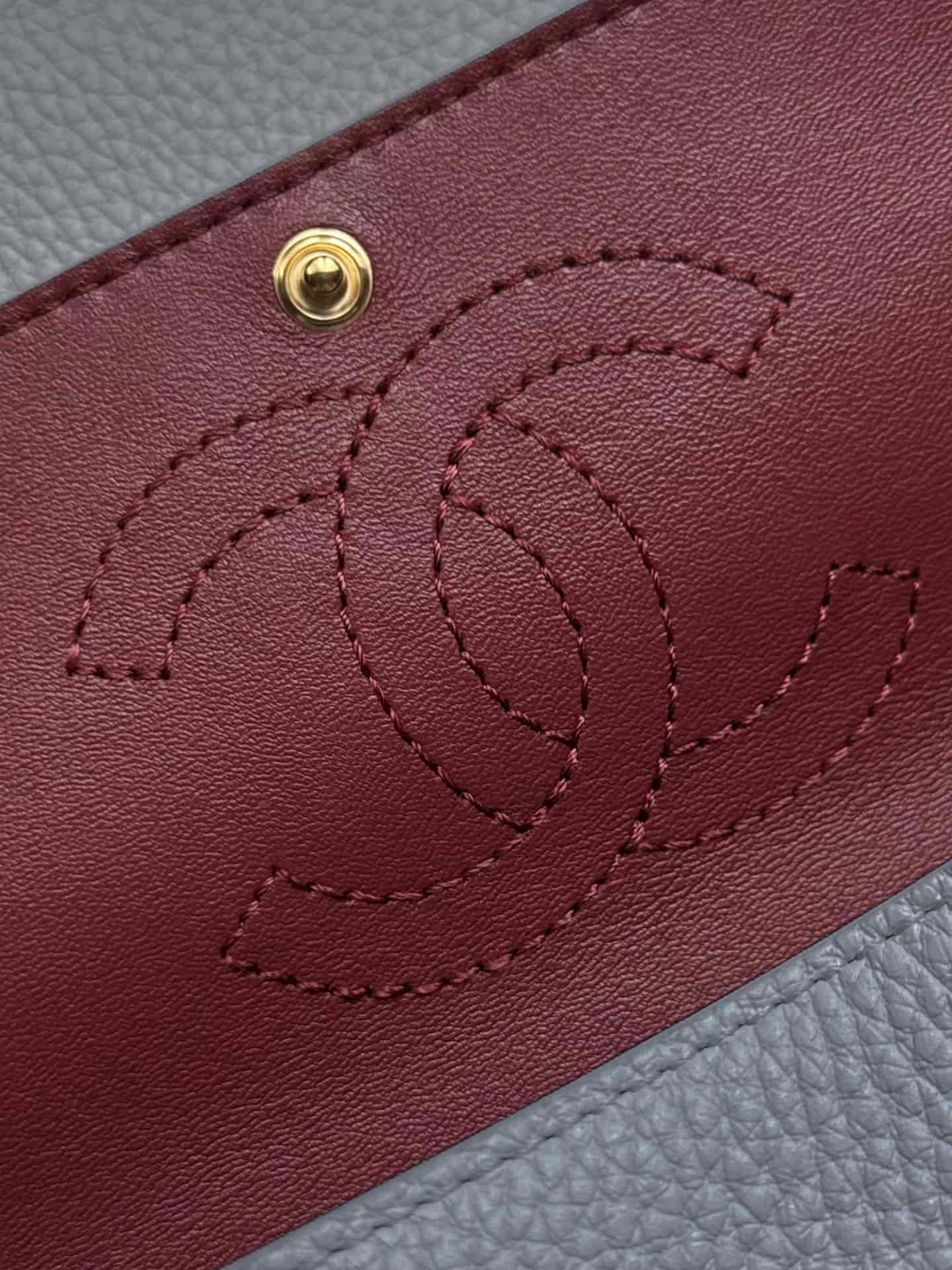 CHANEL Mini flap bag Grained Calfskin&Gold-tone metal Grey AS6573 A
