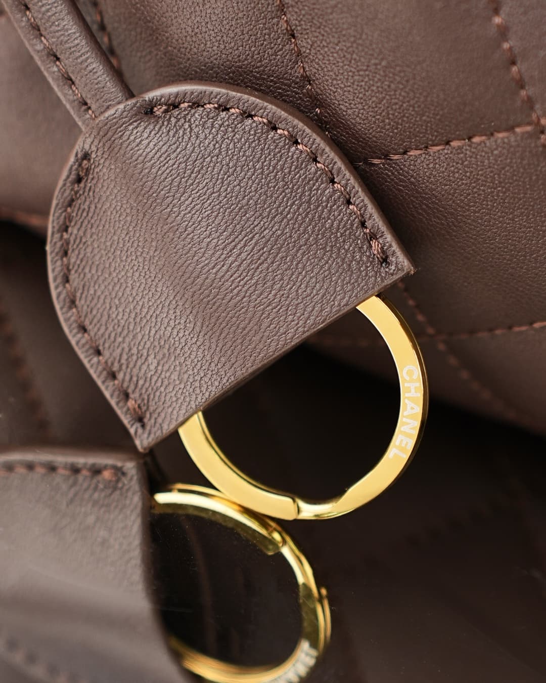 Chanel Clutch with Leather Strap Lambskin & Gold-tone Metal AP5228 Coffee  A