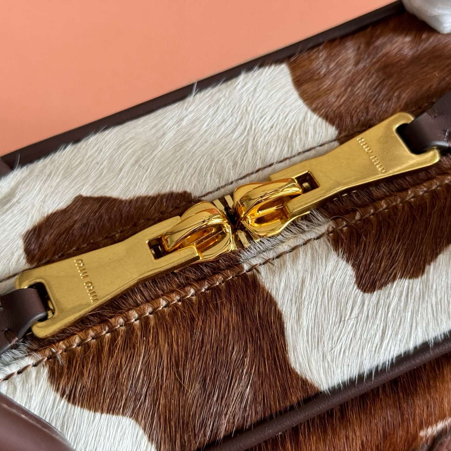 Miu Miu Beau calf hair shoulder bag in  animal print 5BB172 TOP