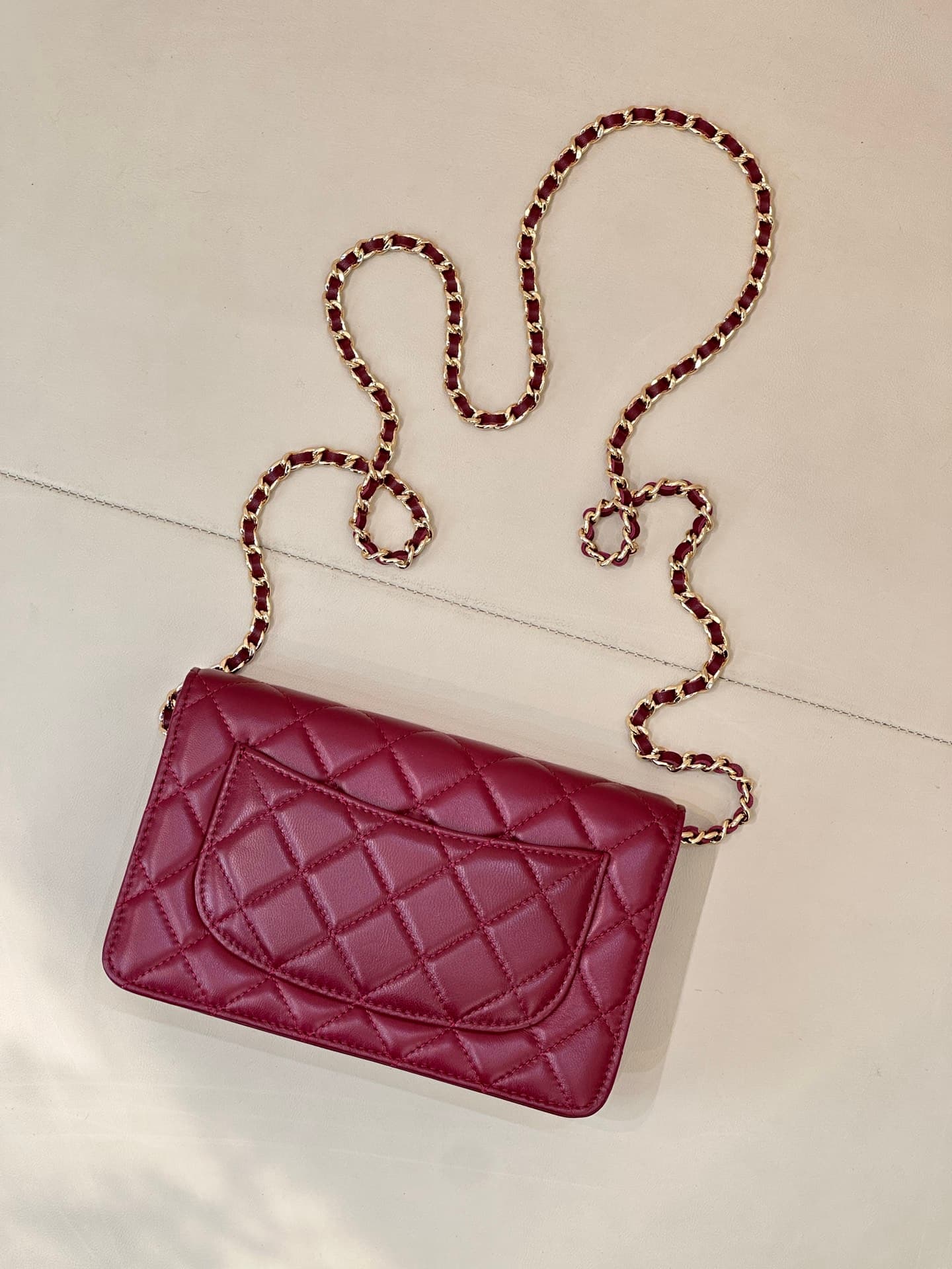 Chanel Wallet on Chain Lambskin& Gold-tone Metal AP0250 Claret TOP