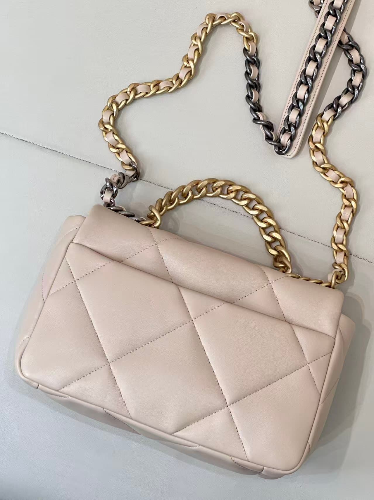 Chanel 19 Flap Bag Lambskin Gold-Tone Silver-Tone & Ruthenium-Finish Metal TOP