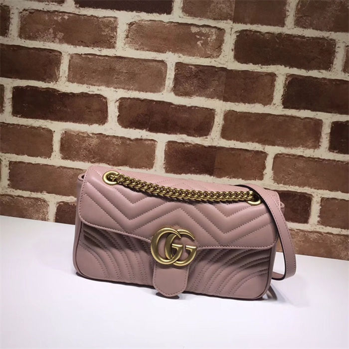 GG Marmont small matelassé shoulder bag 443497 Dusty Pink High