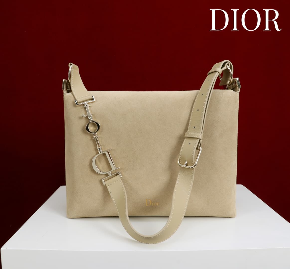 Medium Diorly Bag Sabbia Suede Calfskin Gold lettering High