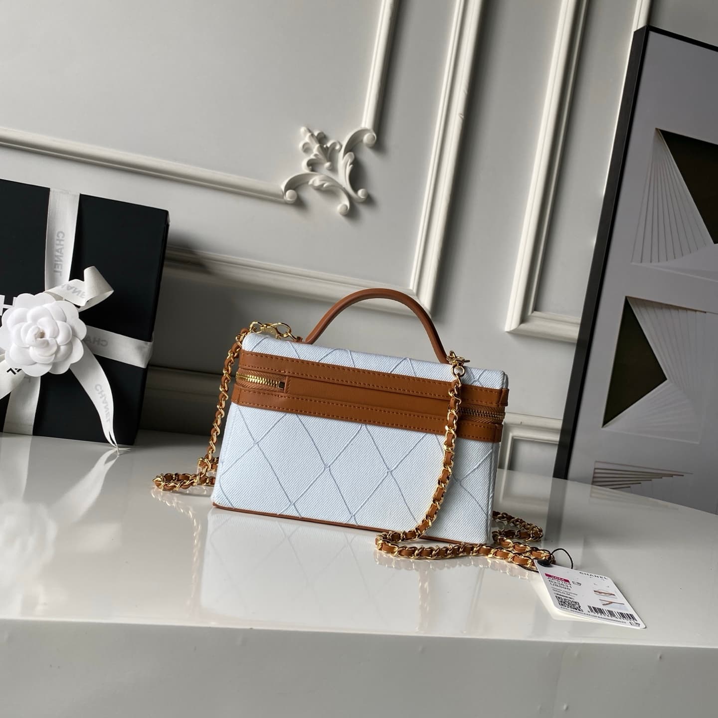 Chanel Coco Beach Mini Vanity Canvas & Gold-tone Metal AP5164  A