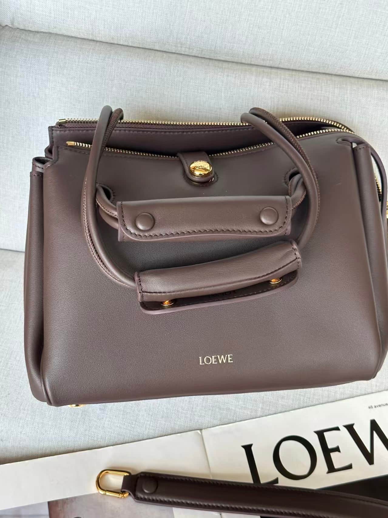 LOEWE Small Madrid bag in supple Calfskin Dark Brown High