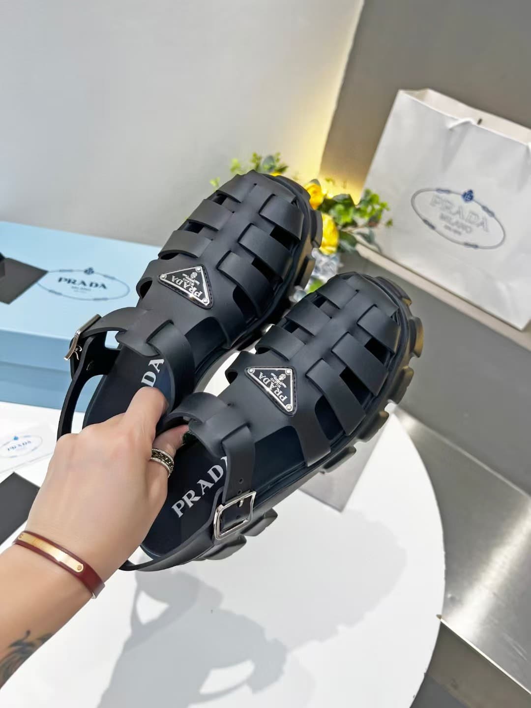 Prada Monolith Rubber Sandals