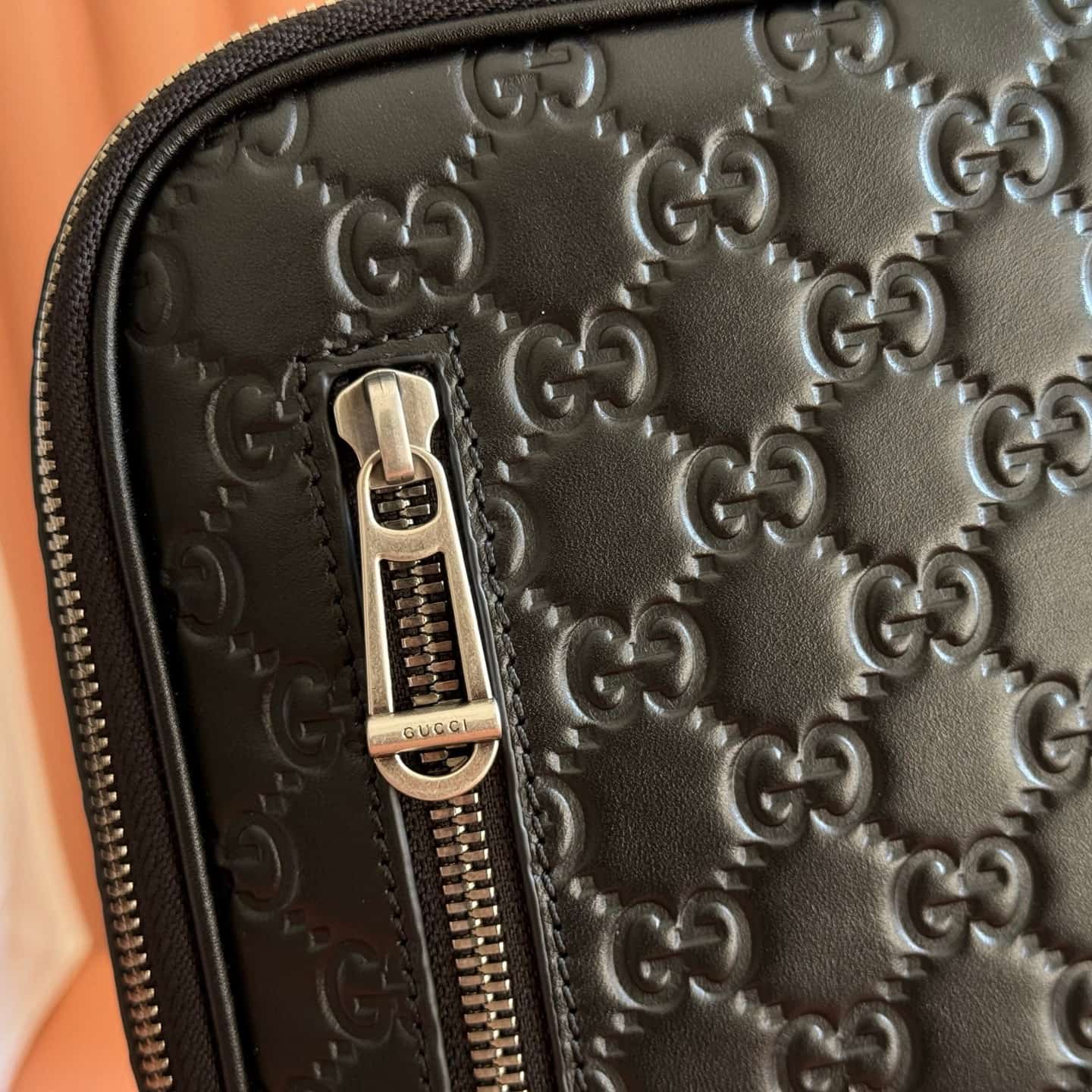 Gucci GG Emblem small crossbody bag Black embossed GG smooth leather 862915 High