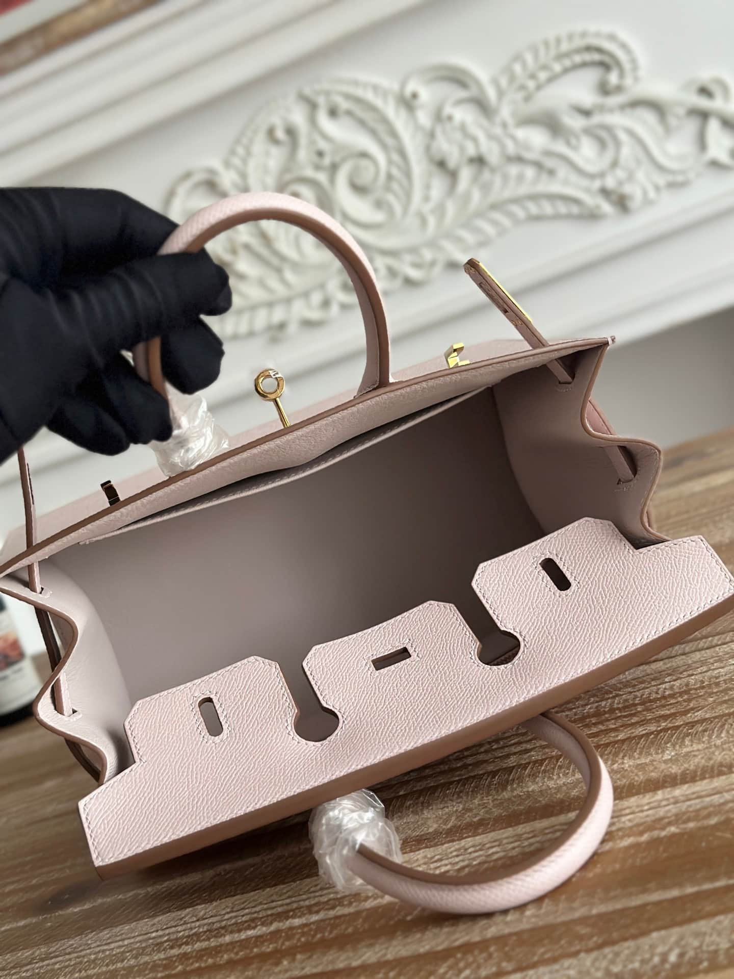 Hermes Birkin Sellier Bag 25/30 Epsom Leather WAX Mauve Pale Gold-Metal High