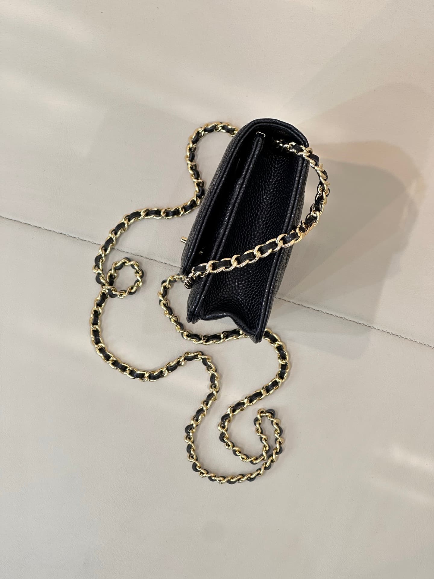 Chanel Classic Wallet on Chain Grained Shiny Calfskin & Gold-Tone Metal AP4241 Black TOP