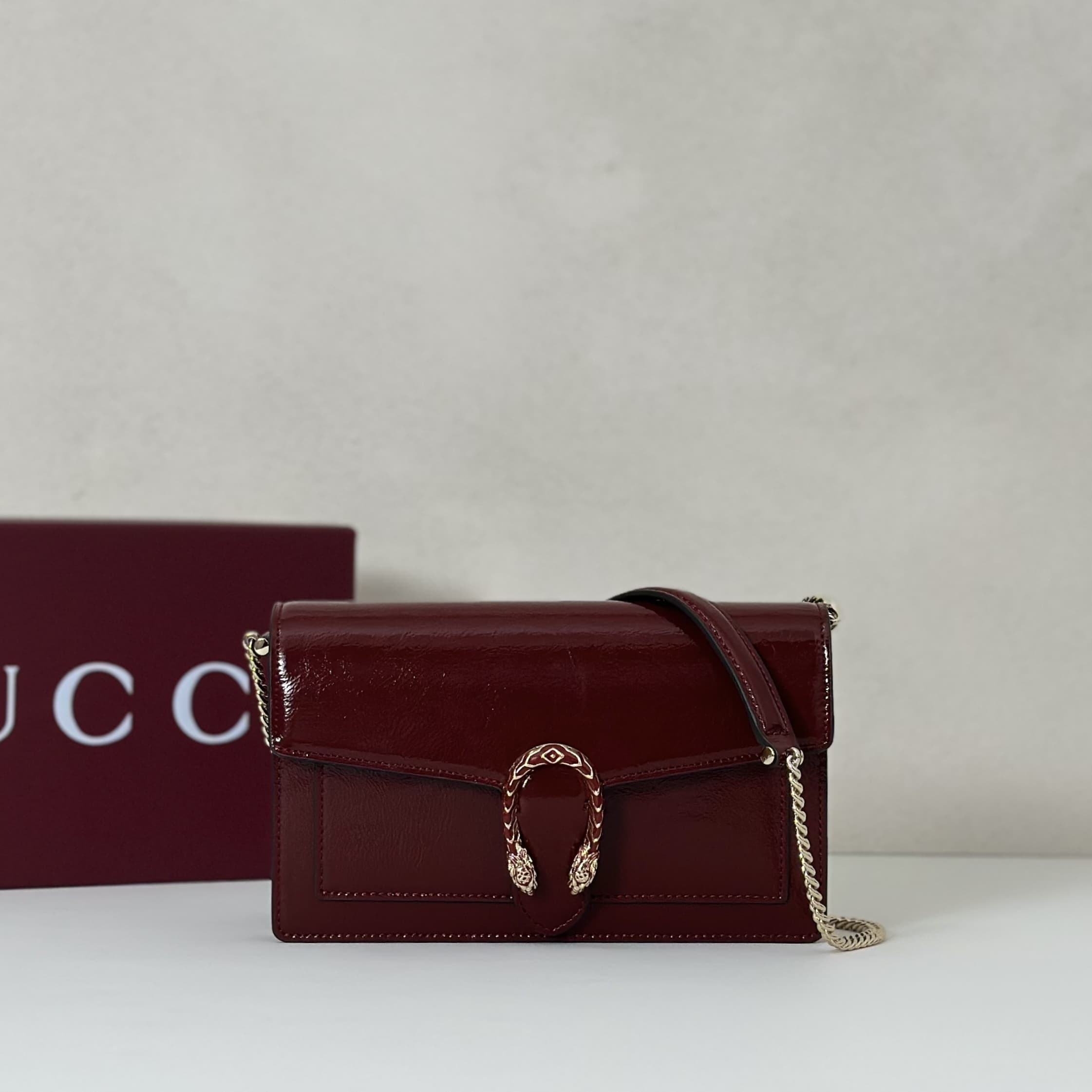 DIONYSUS WALLET ON CHAIN 837374 Red leather High