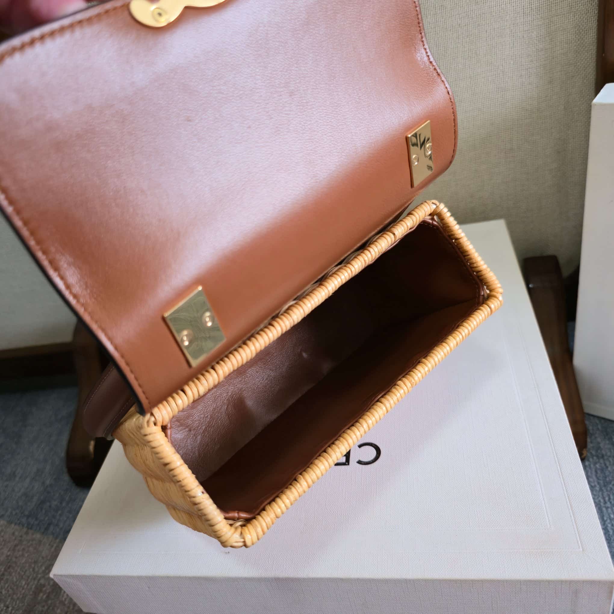 Celine Teen Garance Bag in Wicker and Natural Calfskin High