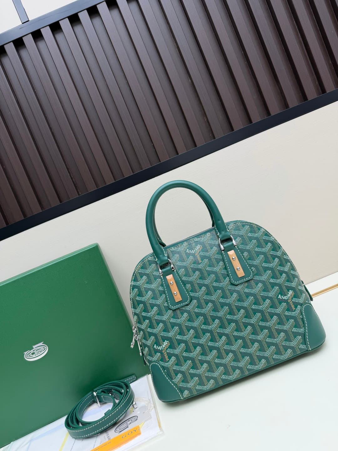 Goyard Vendôme mini bag in Goyardine coated canvas green high