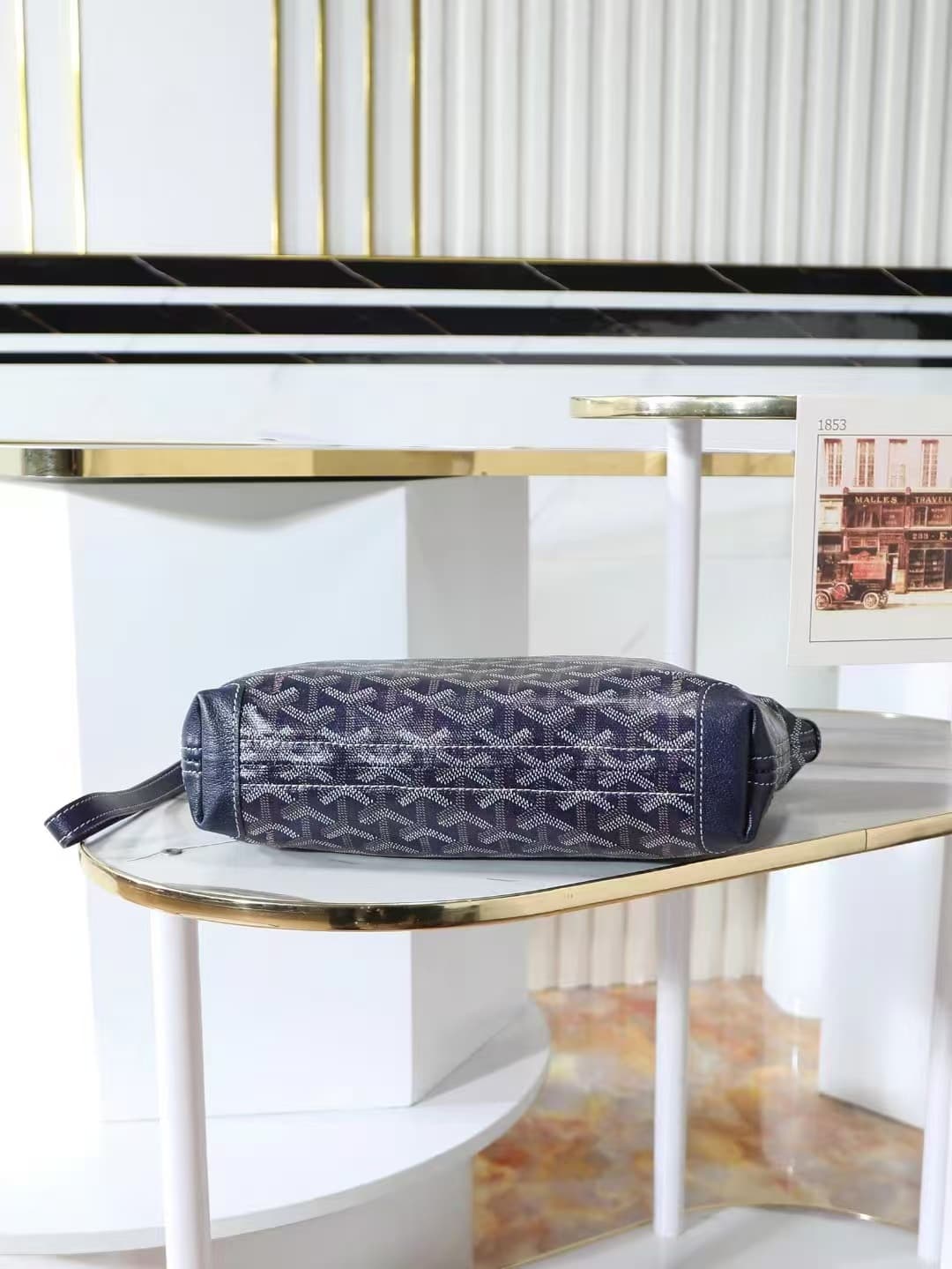 Goyard Conti pouch Goyardine canvas and Chevroches Calfskin Navy Blue High