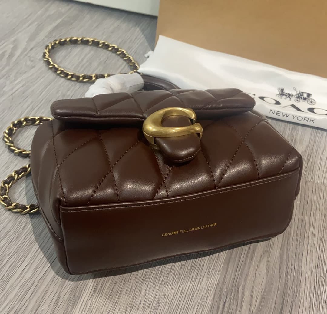 COACH Tabby Top Handle Bag With Quilting Coffee High