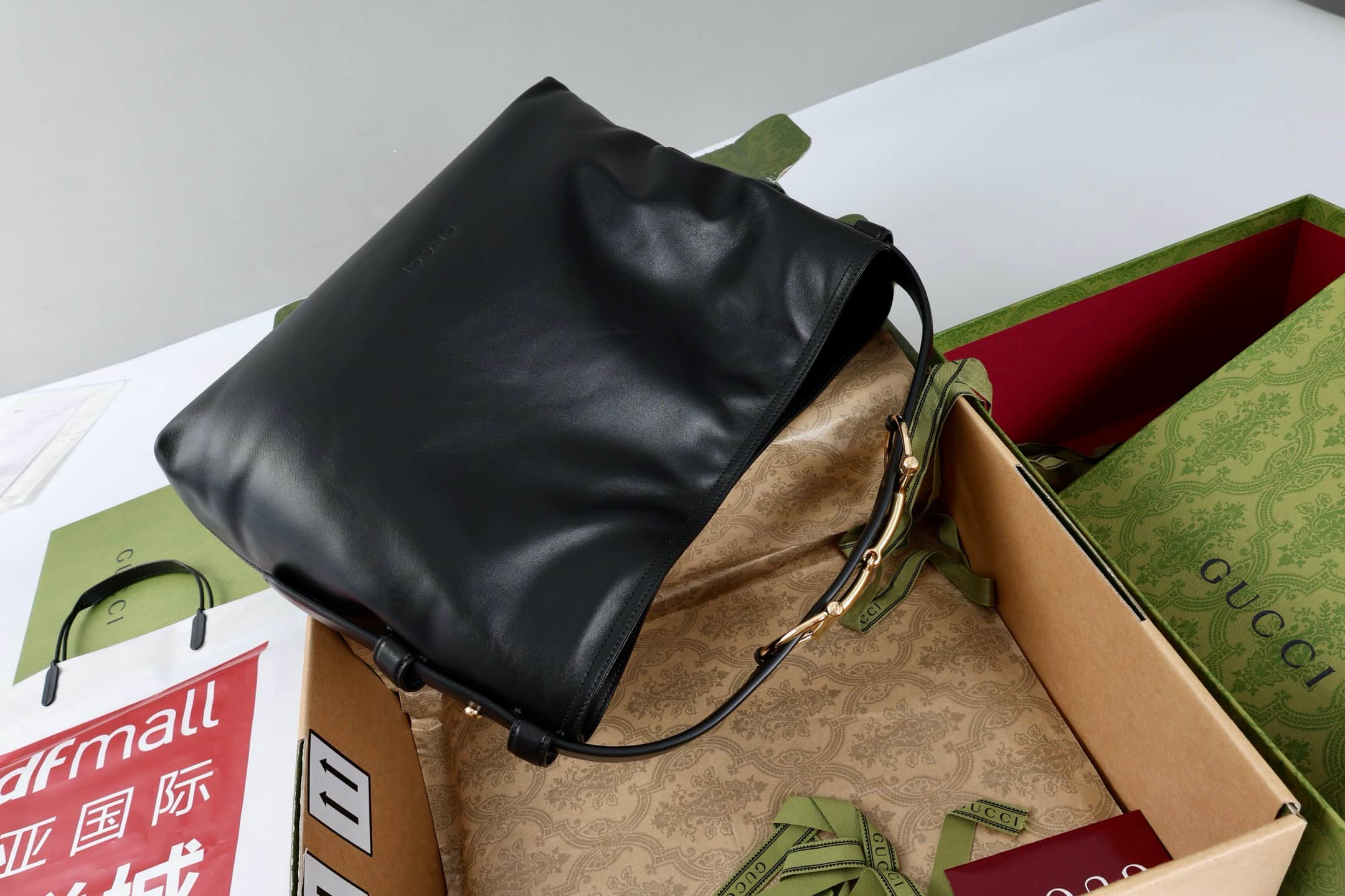 Gucci Beatrix medium tote bag Black soft smooth leather ‎850926 High