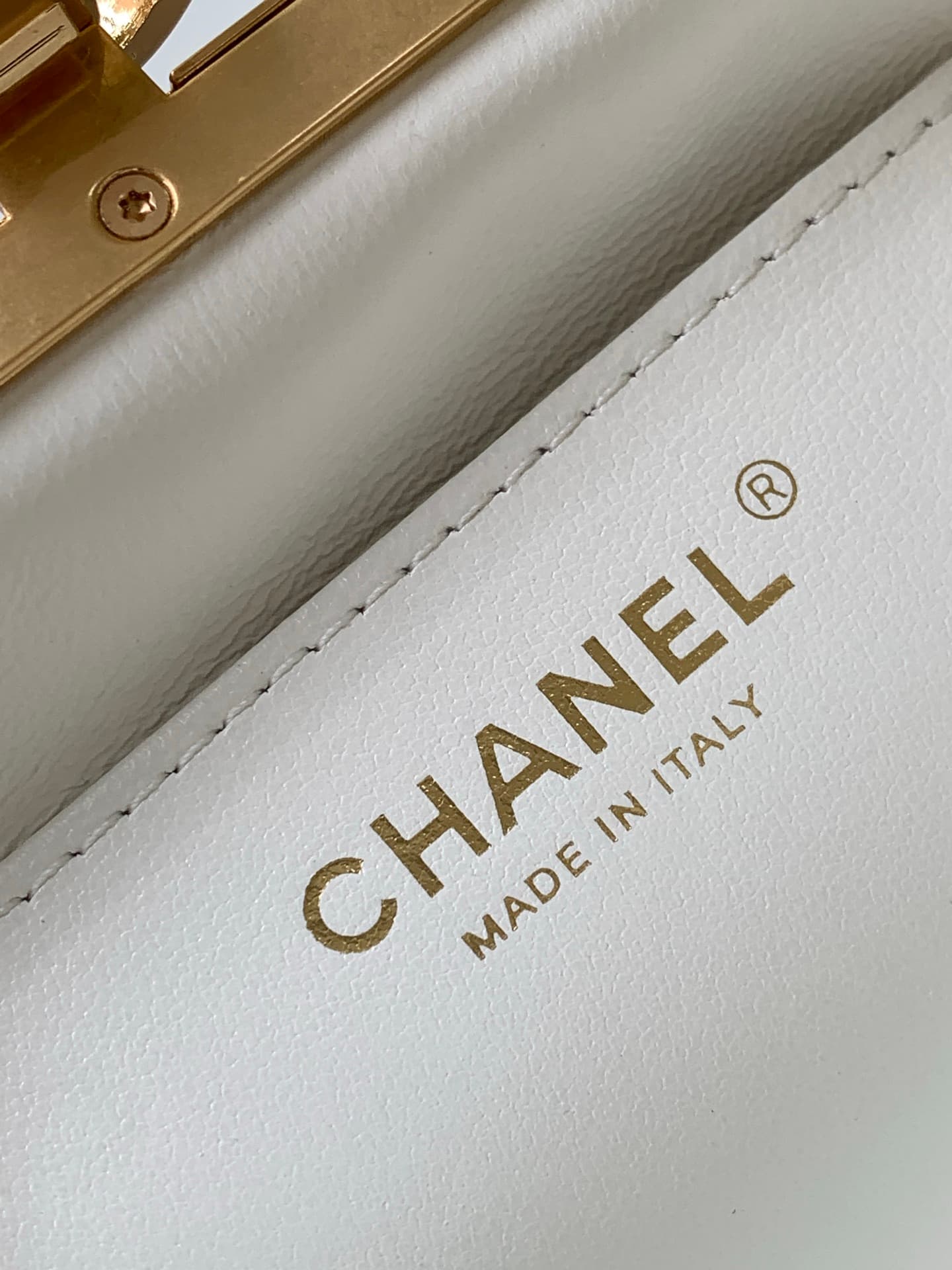 Chanel Pearly Lambskin Imitation Pearls & Gold-Tone Metal White AS5912 A