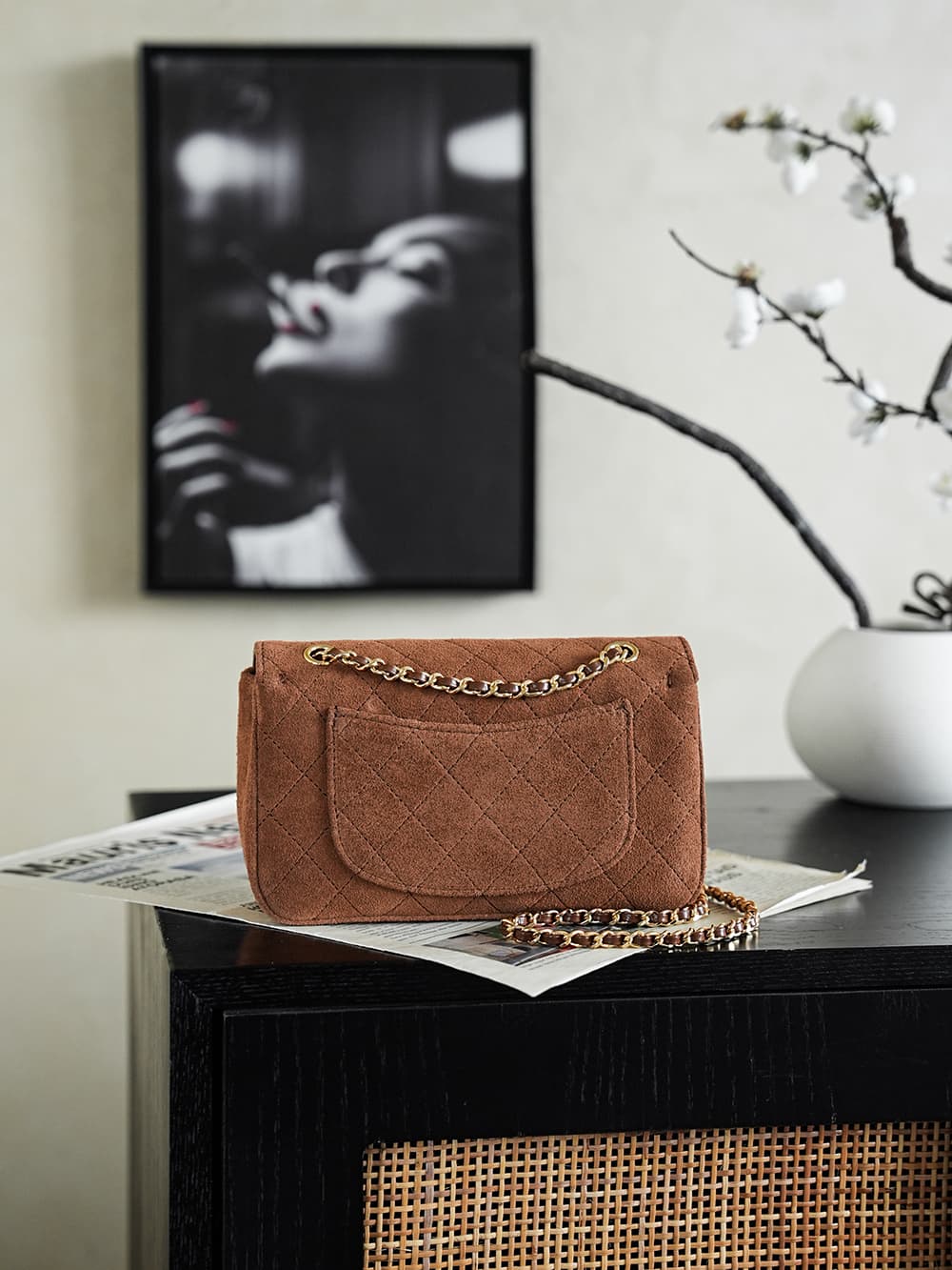 Chanel Maxi Flap bag Suede Calfskin & Gold-Tone Metal Caramel AS6627 A