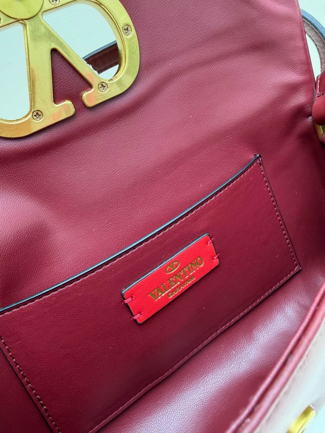Valentino Garavani Devain Small Nappa Shoulder Bag Burgundy High
