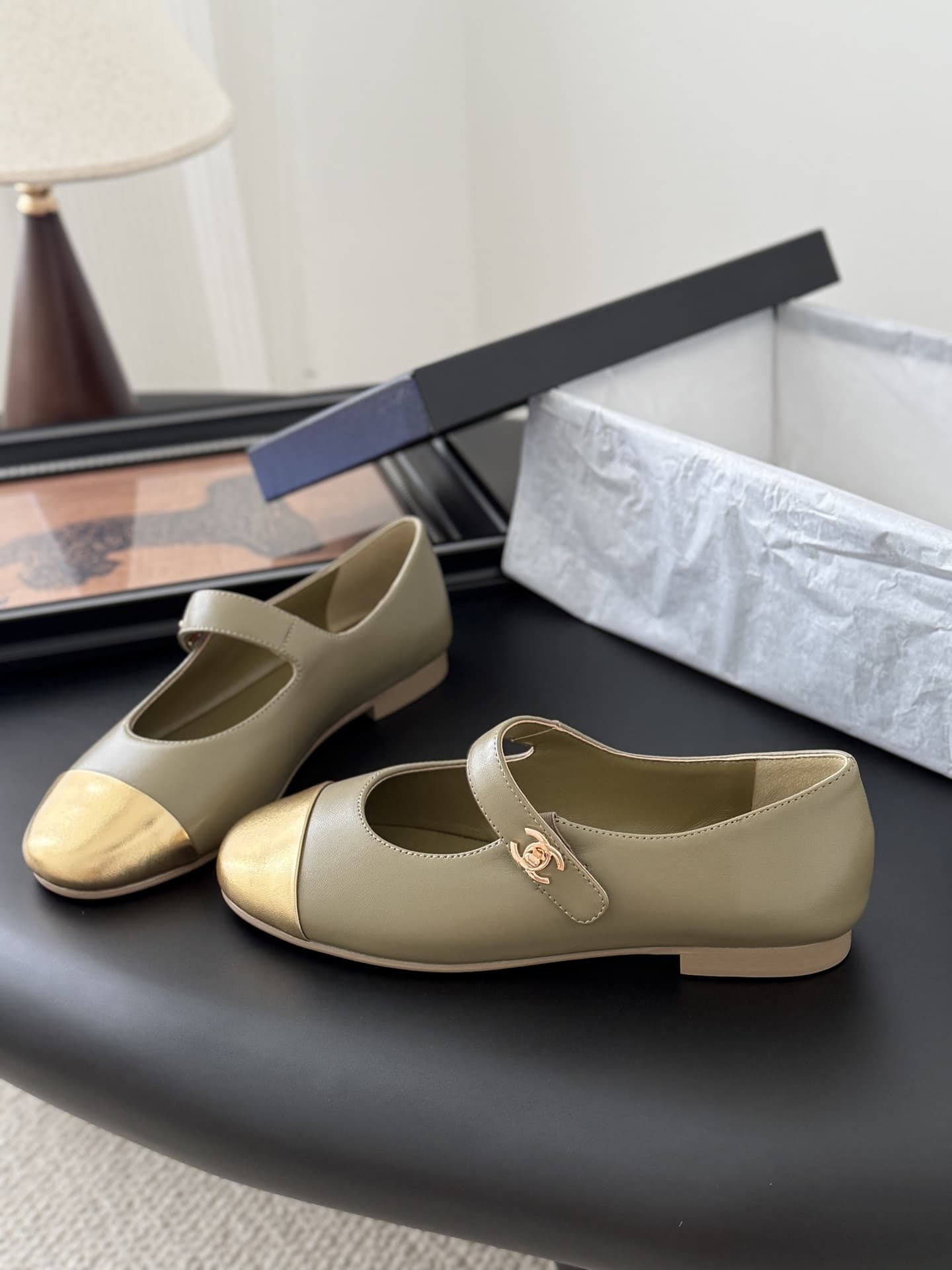 Chanel Calfskin Patent Mary Janes Flats Women