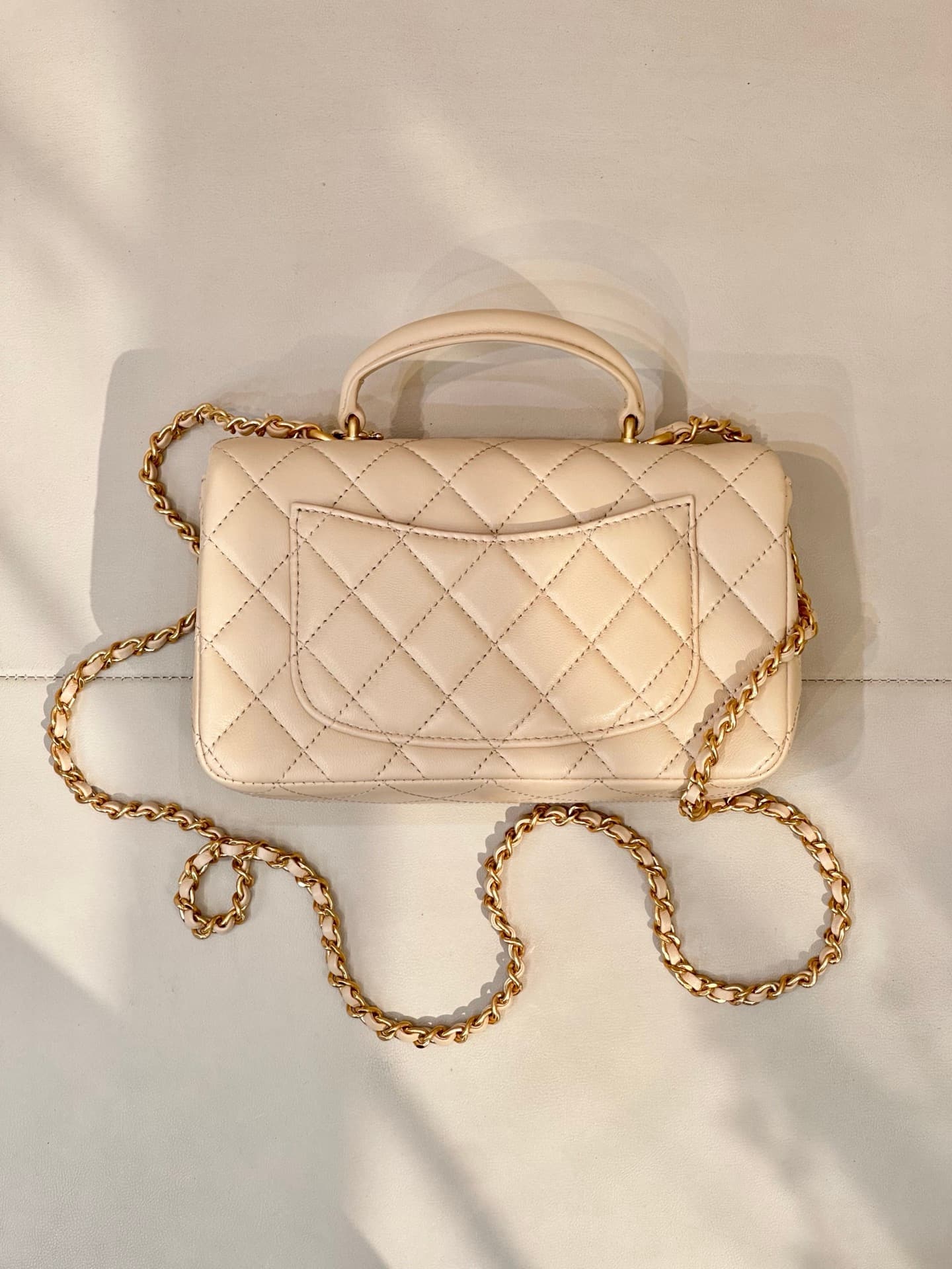 Chanel Mini Classic Handbag Lambskin Strass & Gold-Tone Metal AS2431 beige TOP