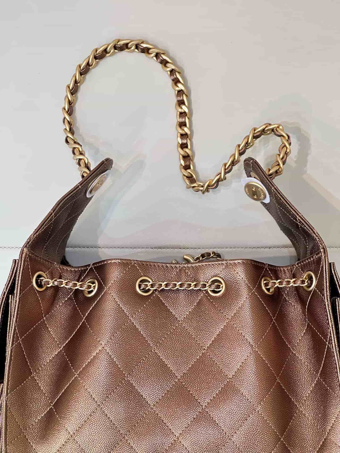 Chanel 25 Small Hobo handbag AS5293 Grained Calfskin & Gold-tone Metal Dark Gold TOP