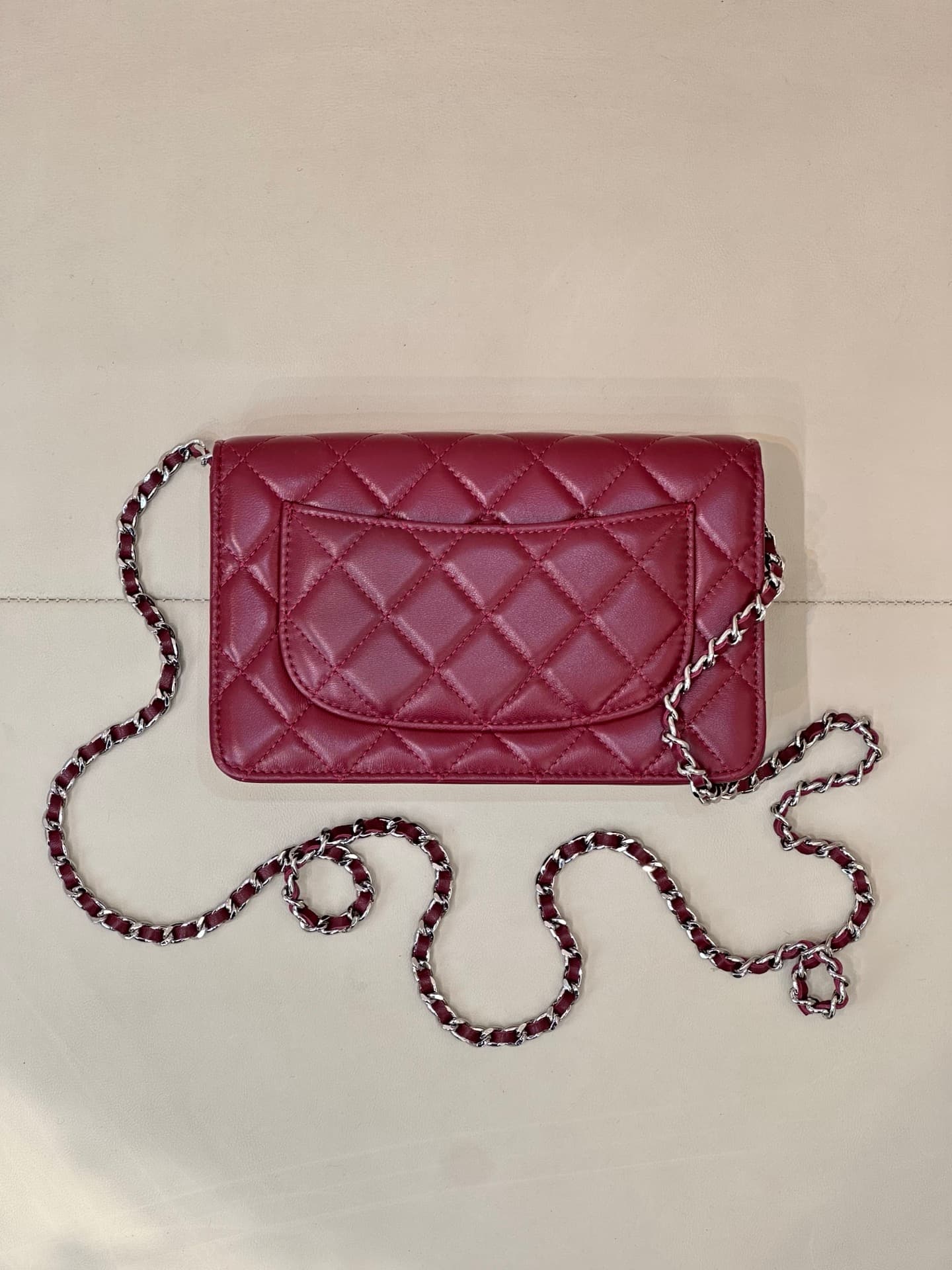 Chanel Wallet on Chain Lambskin& Sliver-tone Metal AP0250 Claret TOP
