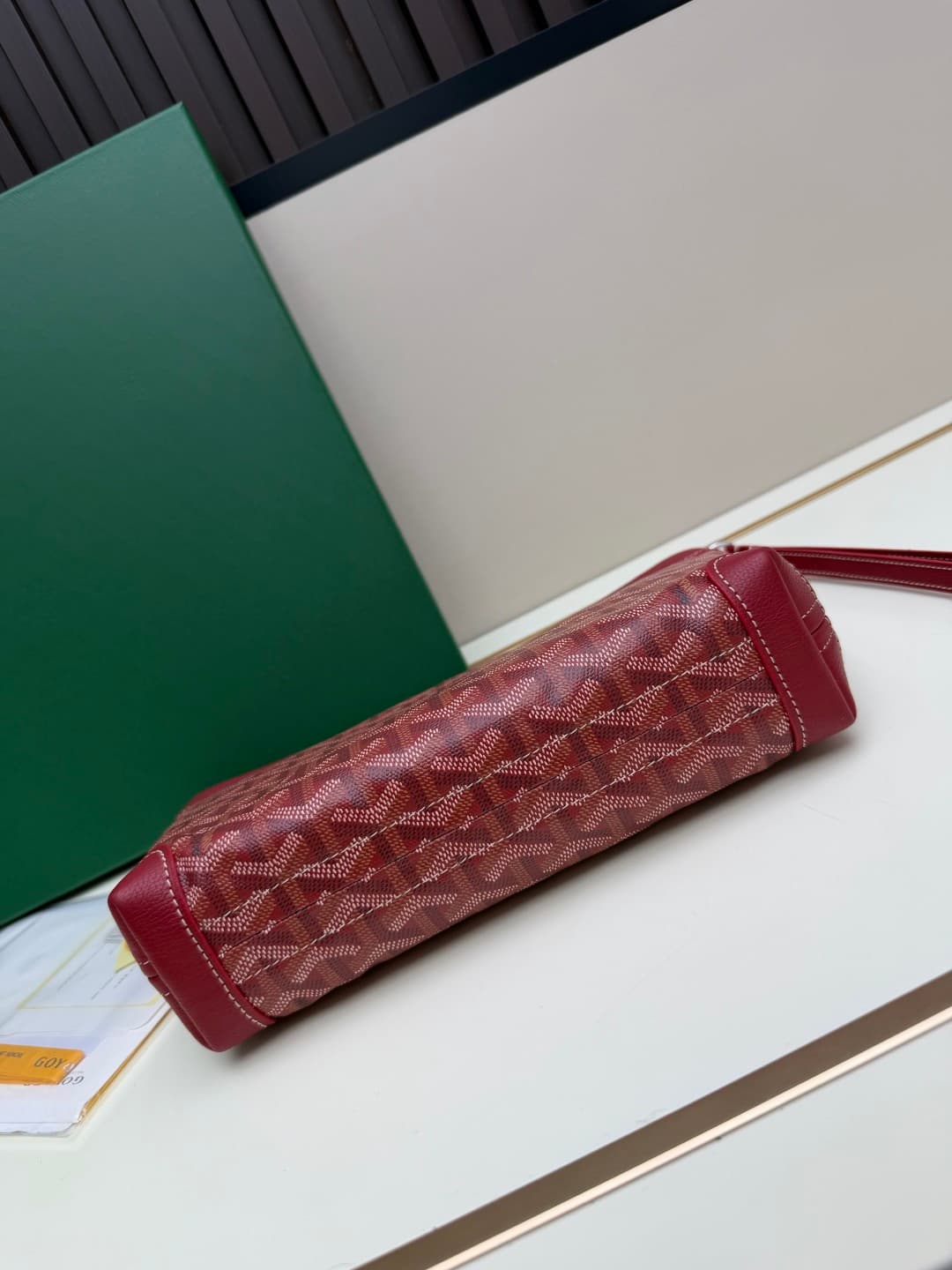 Goyard Conti pouch Goyardine canvas and Chevroches Calfskin Burgandy High