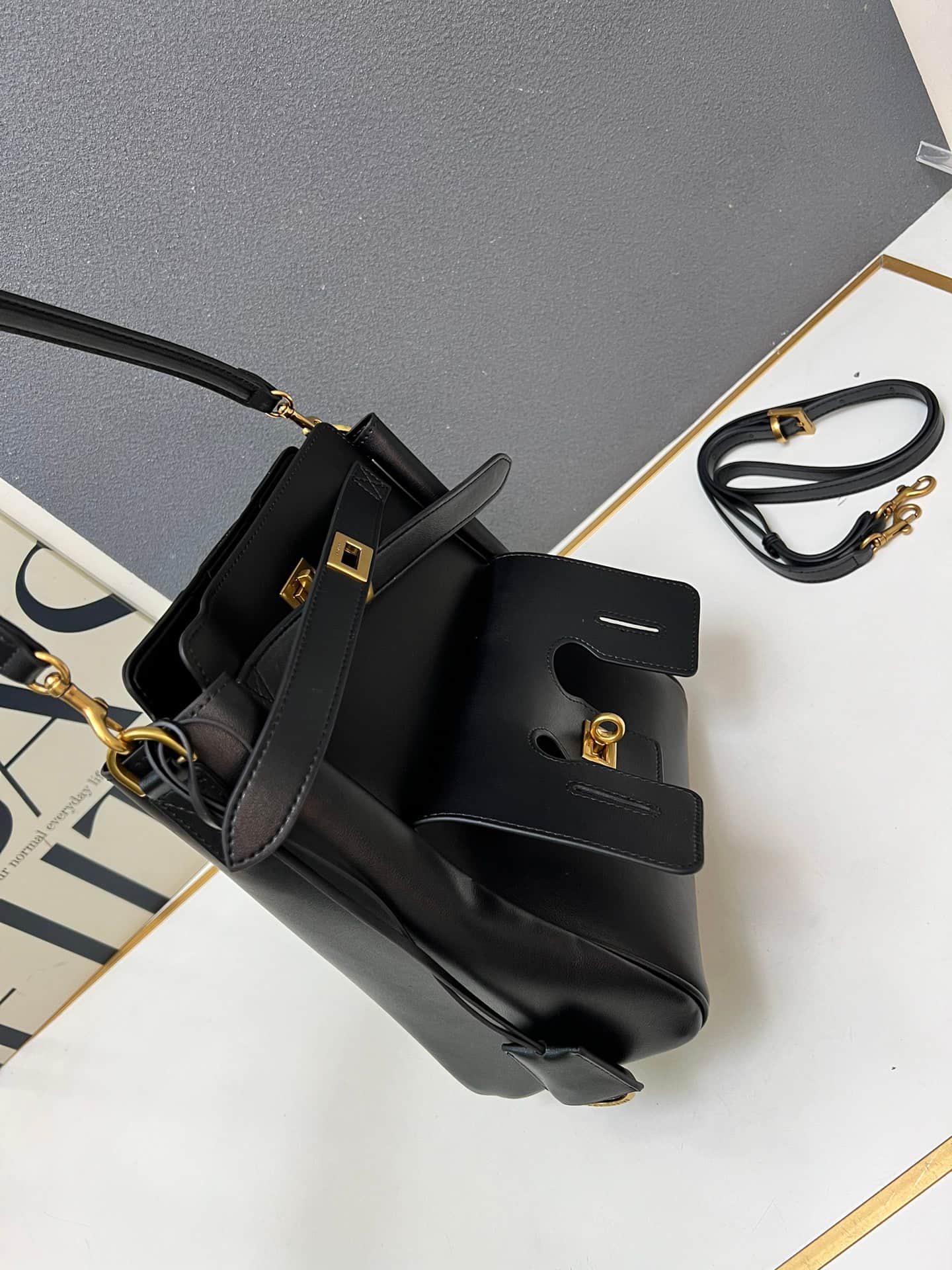 Balenciaga Bel Air Carry All Bag in balck leather gold hardware 1W8806 High