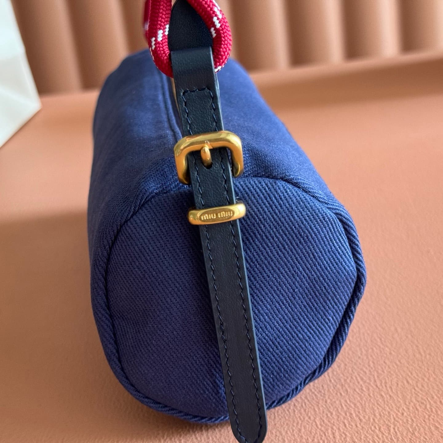 Miu Miu Gabardine pouch Indigo/Amaranth 5NE853 TOP