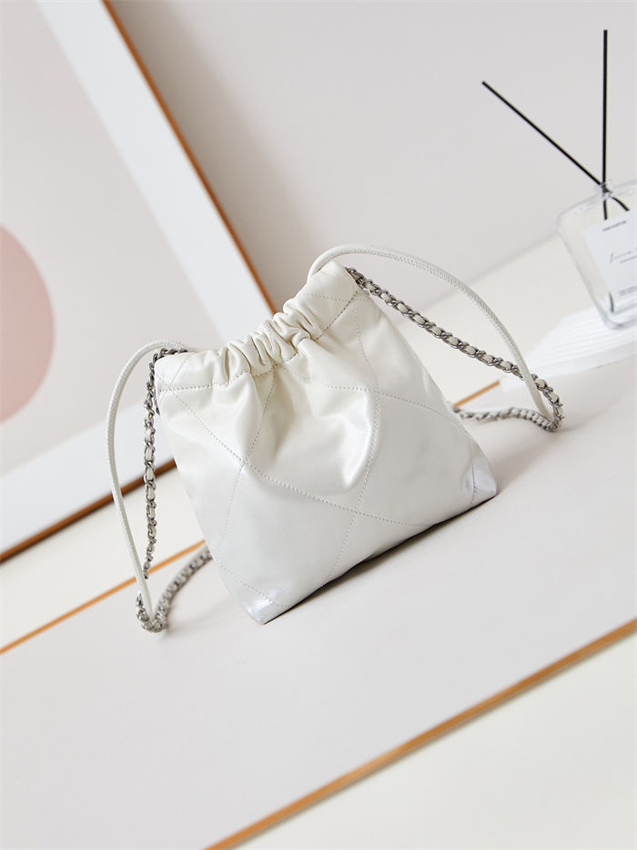 Chanel 22 MINI HANDBAG Patent Gradient Calfskin & Lacquered Metal Silver-White AS3980 A