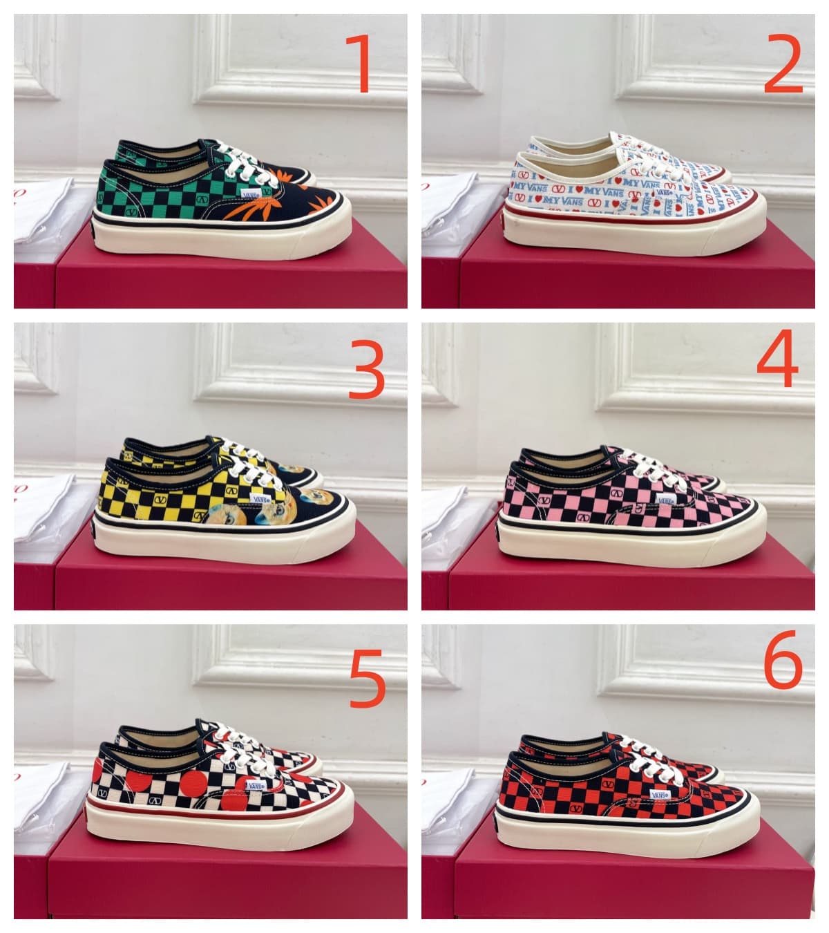Valentino Garavani and Vans Authentic Checkerboard Men Women Shoes